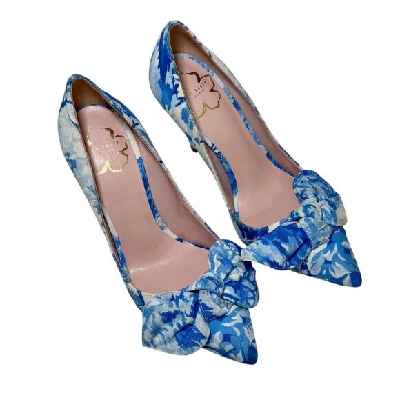 Ted Baker London French Floral Ryanah Bow Pointed Toe Pumps Women Sz 7 - Picture 3 of 10